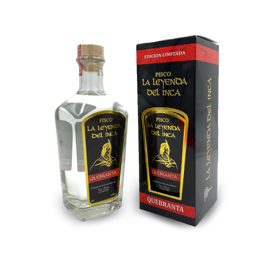 PISCO PURO REPOSADO QUEBRANTA LA LEYENDA DEL INCA CON CAJA BOT 750ML.