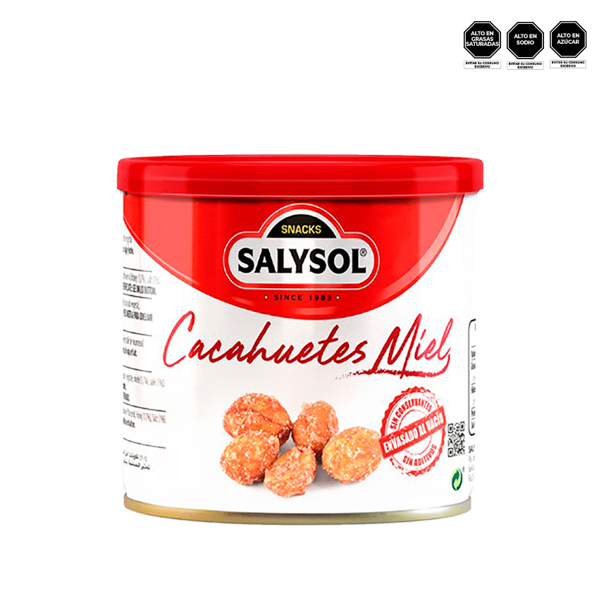 SNACK CACAHUATES CON MIEL Y SAL SALYSOL LATA 250 GR